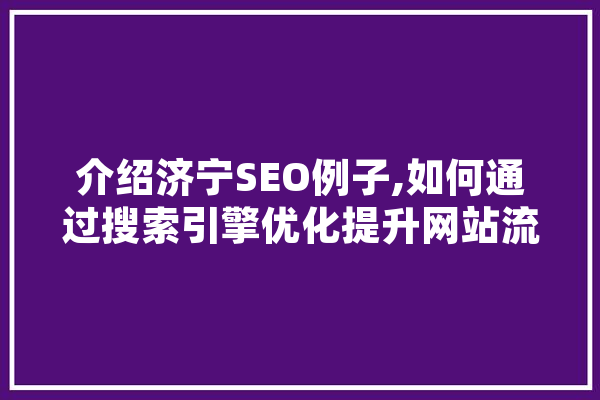 介绍济宁SEO例子,如何通过搜索引擎优化提升网站流量 智能助手
