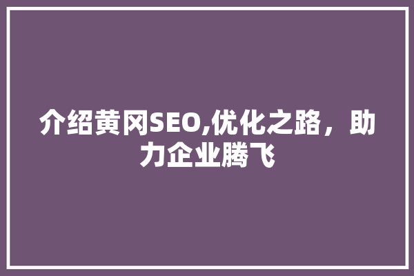 介绍黄冈SEO,优化之路，助力企业腾飞