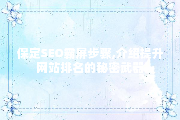 保定SEO霸屏步骤,介绍提升网站排名的秘密武器