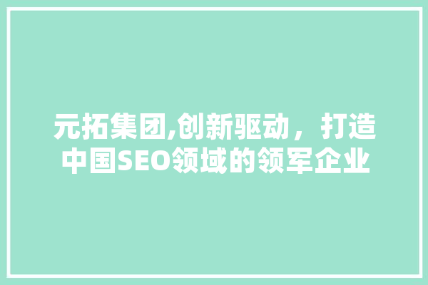 元拓集团,创新驱动，打造中国SEO领域的领军企业