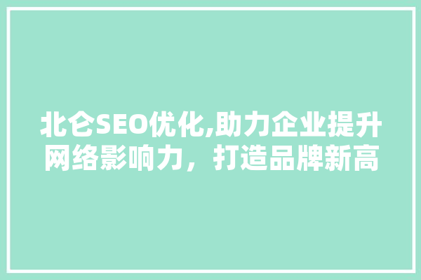 北仑SEO优化,助力企业提升网络影响力，打造品牌新高度