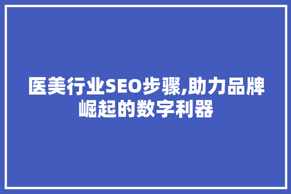 医美行业SEO步骤,助力品牌崛起的数字利器
