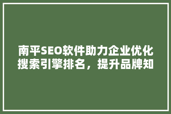 南平SEO软件助力企业优化搜索引擎排名，提升品牌知名度