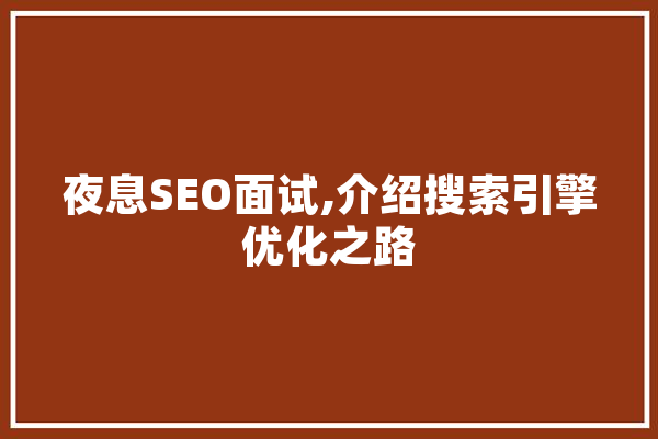 夜息SEO面试,介绍搜索引擎优化之路