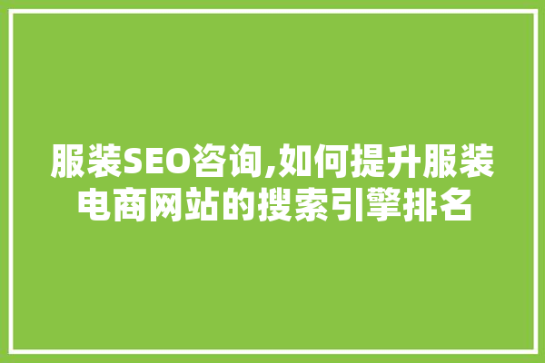 服装SEO咨询,如何提升服装电商网站的搜索引擎排名