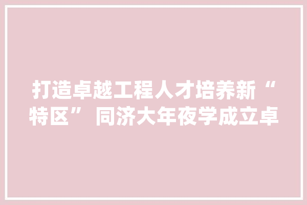 打造卓越工程人才培养新“特区” 同济大年夜学成立卓越工程师学院_同济年夜学_工程师