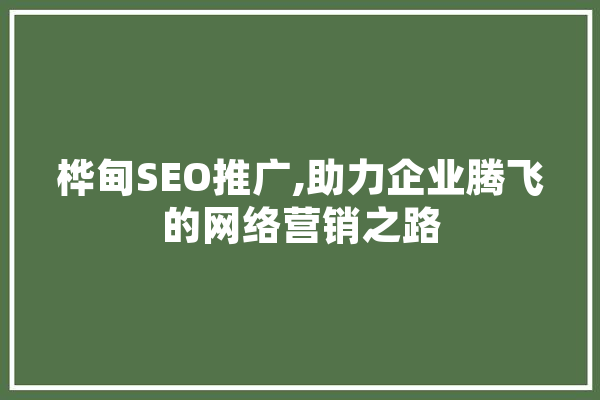 桦甸SEO推广,助力企业腾飞的网络营销之路