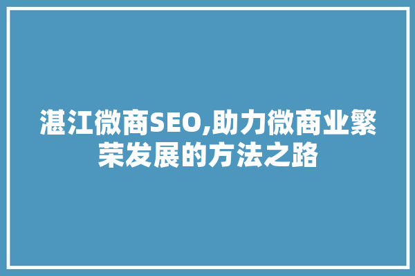 湛江微商SEO,助力微商业繁荣发展的方法之路