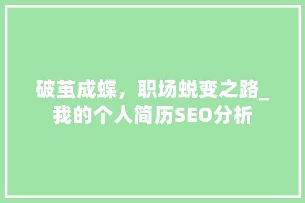 破茧成蝶，职场蜕变之路_我的个人简历SEO分析
