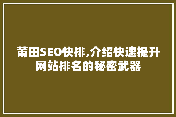 莆田SEO快排,介绍快速提升网站排名的秘密武器