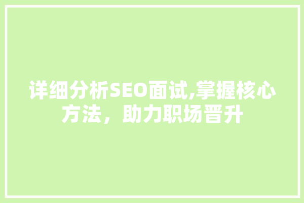 详细分析SEO面试,掌握核心方法，助力职场晋升