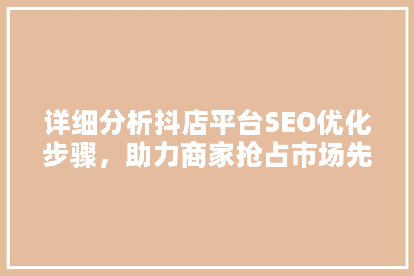 详细分析抖店平台SEO优化步骤，助力商家抢占市场先机