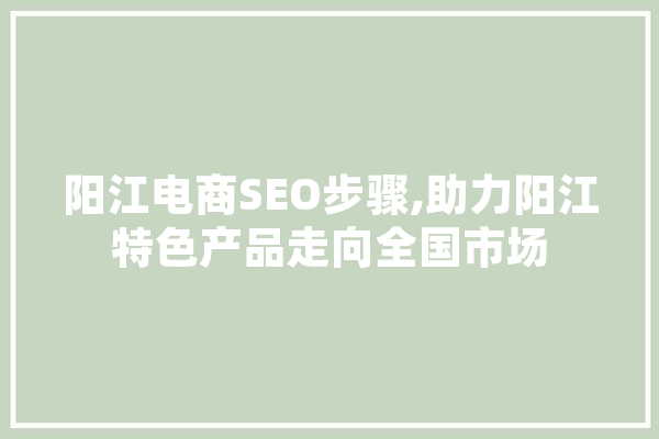 阳江电商SEO步骤,助力阳江特色产品走向全国市场