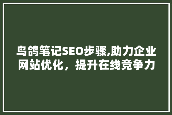 鸟鸽笔记SEO步骤,助力企业网站优化，提升在线竞争力 AI简讯