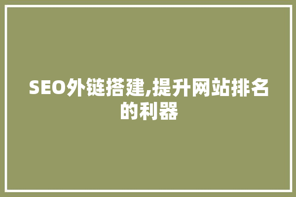 SEO外链搭建,提升网站排名的利器