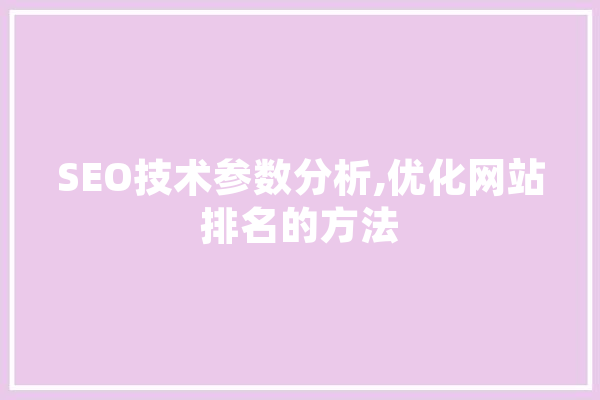 SEO技术参数分析,优化网站排名的方法