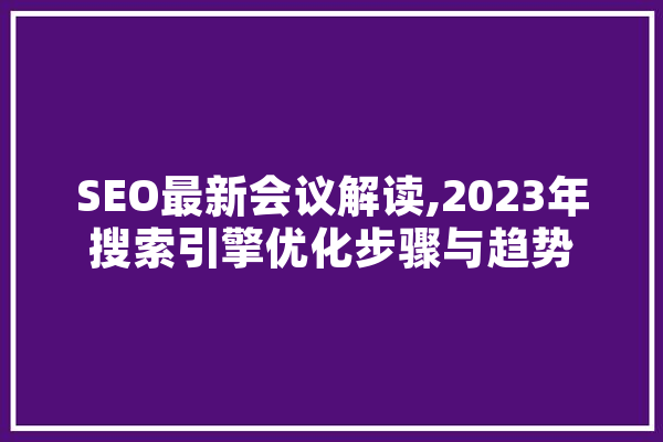 SEO最新会议解读,2023年搜索引擎优化步骤与趋势