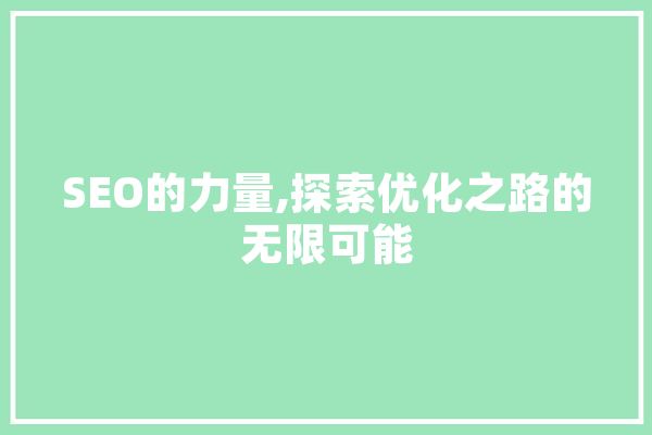 SEO的力量,探索优化之路的无限可能