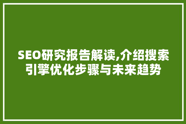 SEO研究报告解读,介绍搜索引擎优化步骤与未来趋势