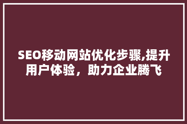 SEO移动网站优化步骤,提升用户体验，助力企业腾飞