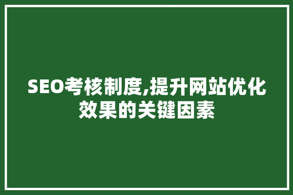 SEO考核制度,提升网站优化效果的关键因素