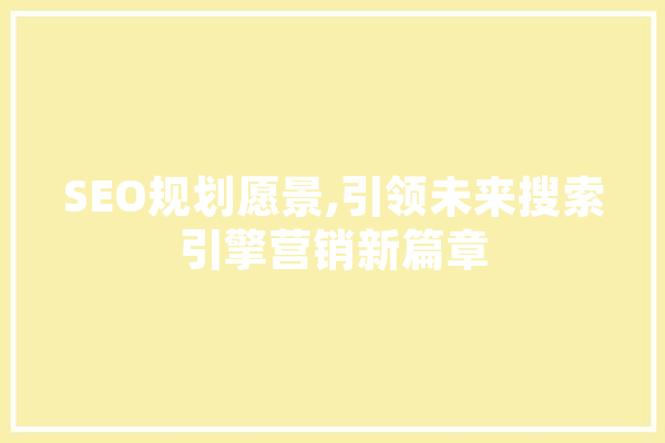 SEO规划愿景,引领未来搜索引擎营销新篇章