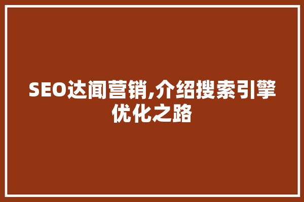 SEO达闻营销,介绍搜索引擎优化之路