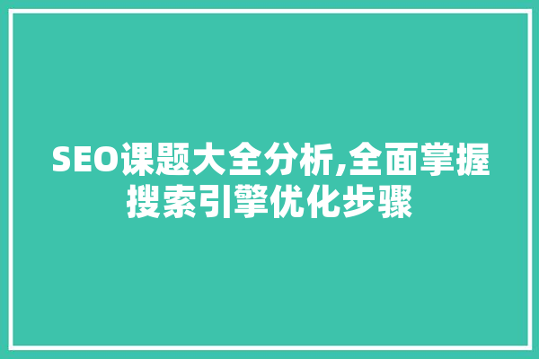 SEO课题大全分析,全面掌握搜索引擎优化步骤