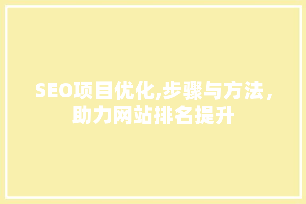 SEO项目优化,步骤与方法，助力网站排名提升