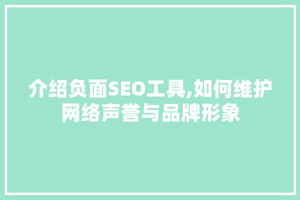 介绍负面SEO工具,如何维护网络声誉与品牌形象
