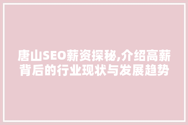 唐山SEO薪资探秘,介绍高薪背后的行业现状与发展趋势