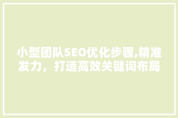 小型团队SEO优化步骤,精准发力，打造高效关键词布局