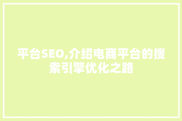 平台SEO,介绍电商平台的搜索引擎优化之路