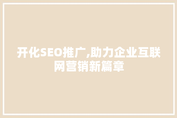 开化SEO推广,助力企业互联网营销新篇章