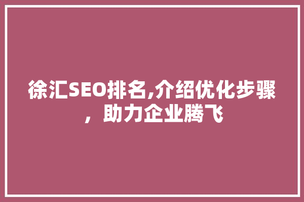 徐汇SEO排名,介绍优化步骤，助力企业腾飞