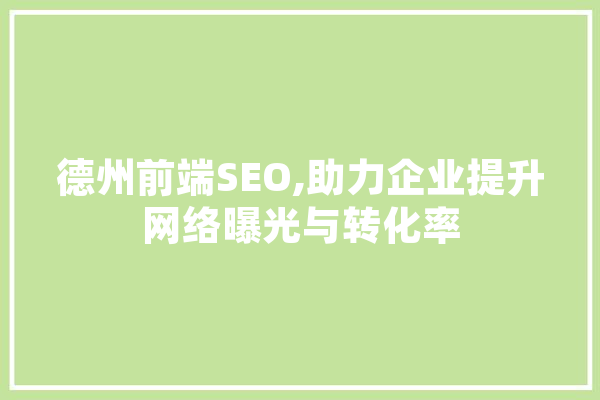 德州前端SEO,助力企业提升网络曝光与转化率