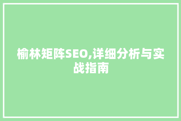 榆林矩阵SEO,详细分析与实战指南