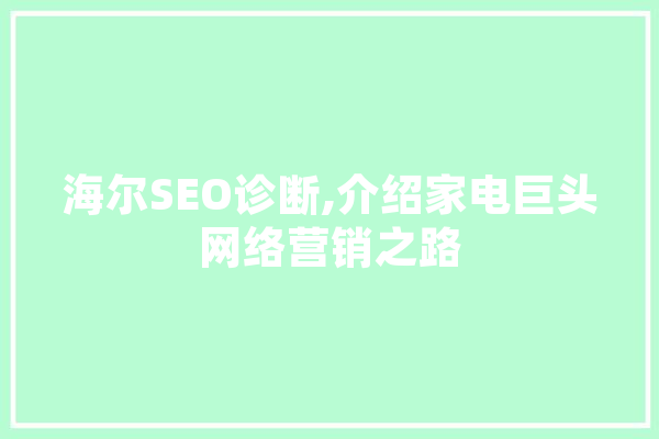 海尔SEO诊断,介绍家电巨头网络营销之路