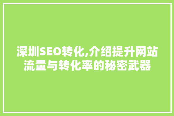 深圳SEO转化,介绍提升网站流量与转化率的秘密武器 智能写作