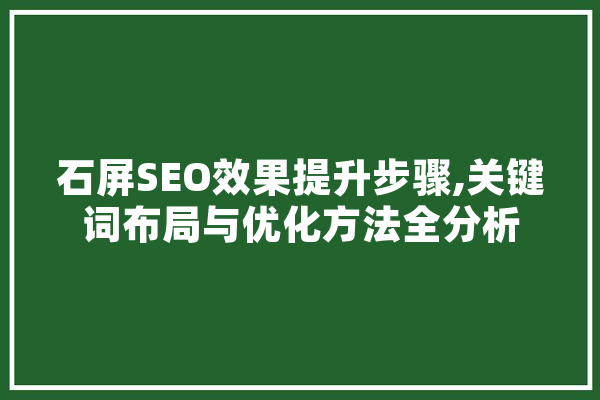 石屏SEO效果提升步骤,关键词布局与优化方法全分析