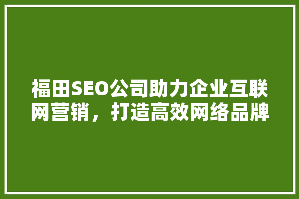 福田SEO公司助力企业互联网营销，打造高效网络品牌形象