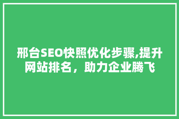 邢台SEO快照优化步骤,提升网站排名，助力企业腾飞