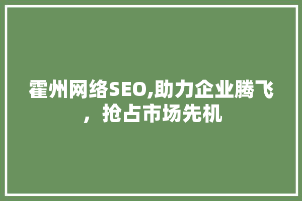 霍州网络SEO,助力企业腾飞，抢占市场先机