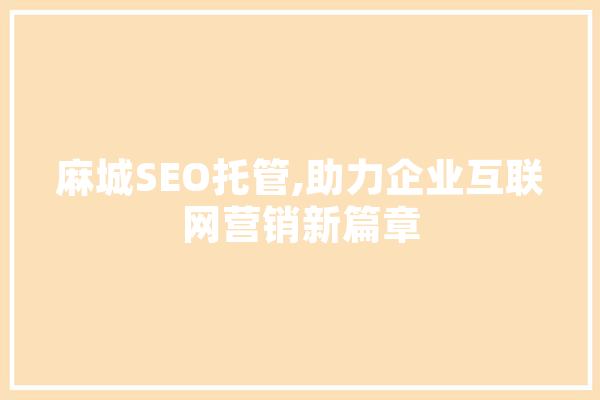 麻城SEO托管,助力企业互联网营销新篇章