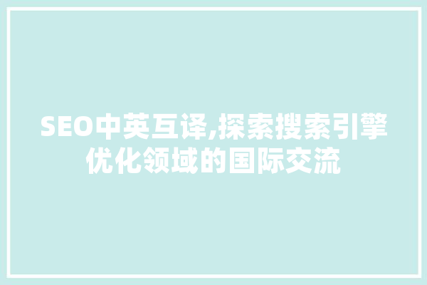 SEO中英互译,探索搜索引擎优化领域的国际交流