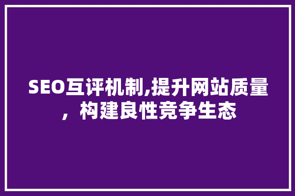 SEO互评机制,提升网站质量，构建良性竞争生态