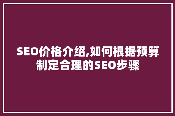 SEO价格介绍,如何根据预算制定合理的SEO步骤