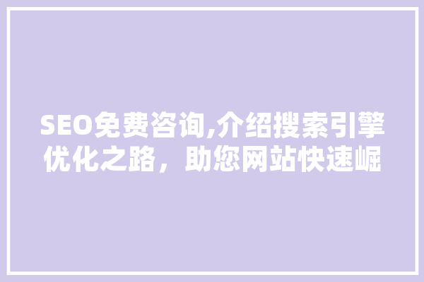SEO免费咨询,介绍搜索引擎优化之路，助您网站快速崛起