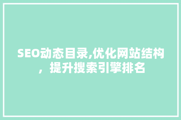 SEO动态目录,优化网站结构，提升搜索引擎排名