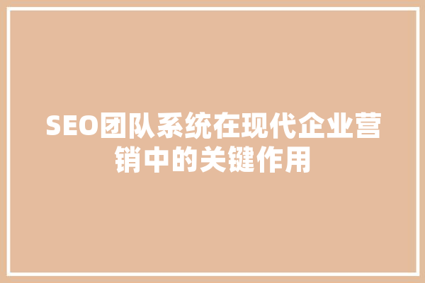 SEO团队系统在现代企业营销中的关键作用